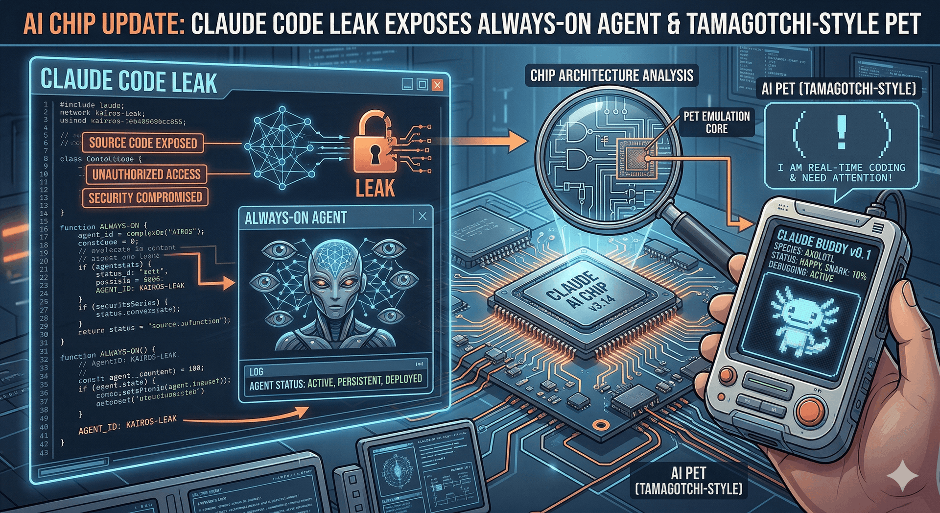 AI Chip Update: Claude Code leak exposes a Tamagotchi-style ‘pet’ and an always-on agent