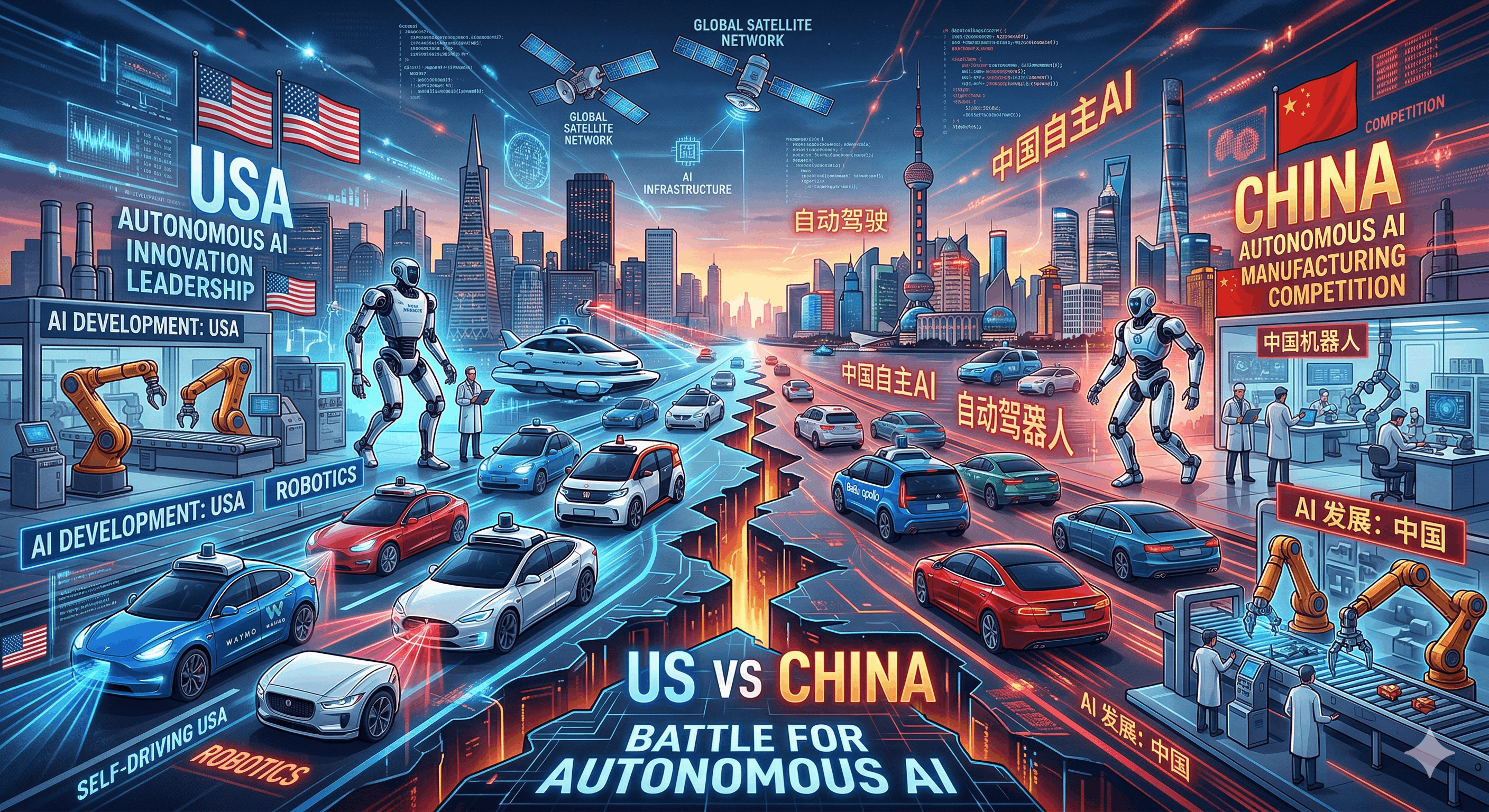 The Battle for Autonomous AI: US vs China in Robotics and Self-Driving